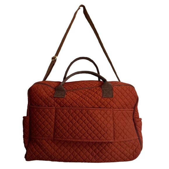 Quilted Puffer Pink Orange-ish Brown Large Travel Bag - Picture 4 of 10